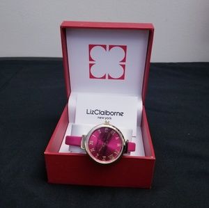 Liz Claiborne NY colored bangle watch magenta pink